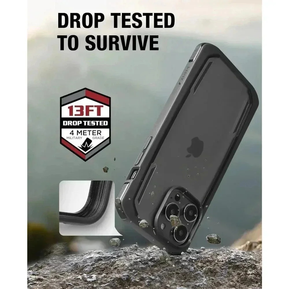 RAPTIC Secure Case for iPhone 14 Pro Max 6.7” Charcoal With Clear‎ Frosted Back
